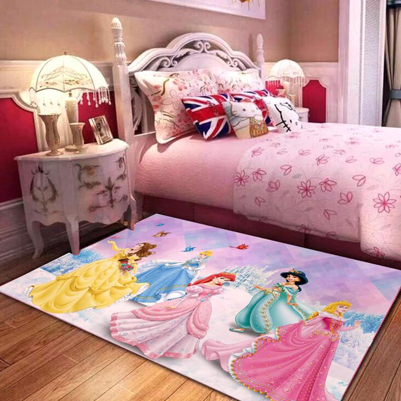 Pink and Green Kids Rug Polyester Cartoon Character Pattern Rug Pet Friendly Washable Anti-Slip Backing Carpet for Decoration Light Purple Clearhalo 'Area Rug' 'Rug' 1717068