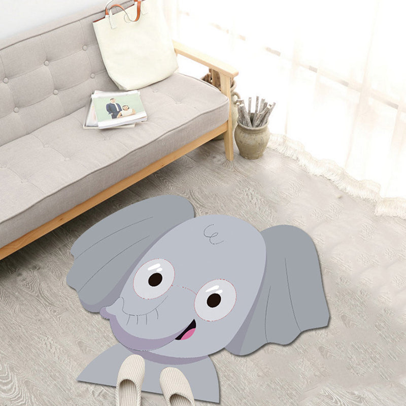 Kids Cartoon Animal Pattern Rug Green and Blue Polyester Rug Washable Pet Friendly Non-Slip Area Rug for Child's Bedroom Grey Clearhalo 'Area Rug' 'Rug' 1717086
