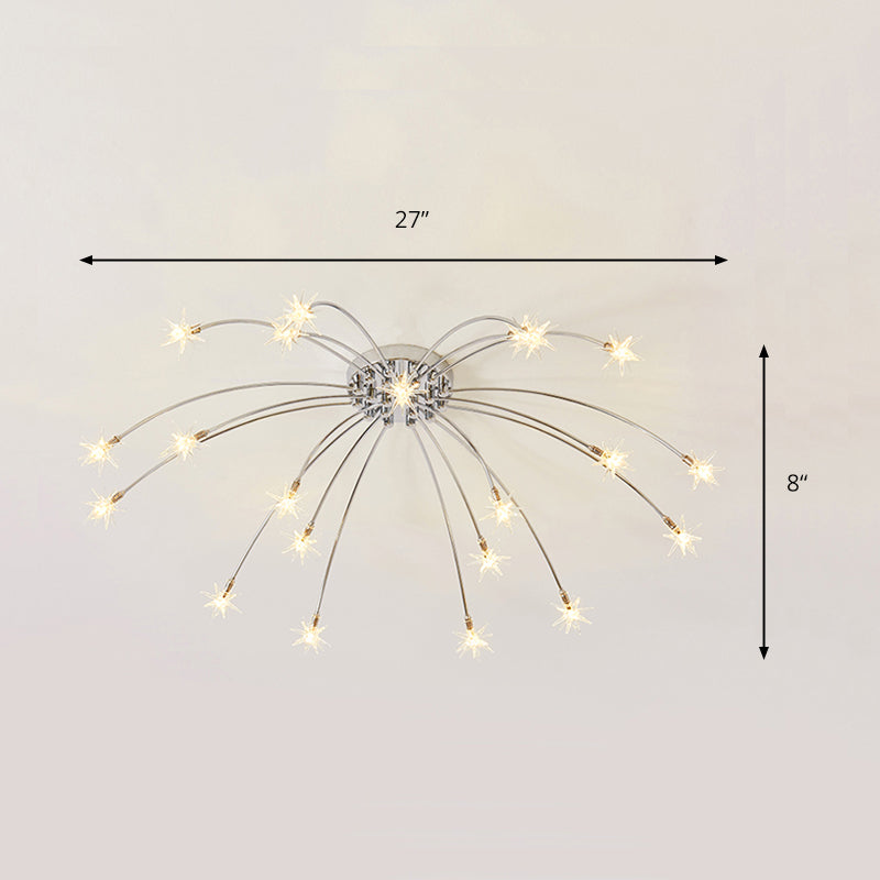 Beautiful Fireworks Semi Flush Ceiling Light Metal Chrome Ceiling Fixture for Kindergarten Clearhalo 'Ceiling Lights' 'Close To Ceiling Lights' 'Close to ceiling' 'Semi-flushmount' Lighting' 171712