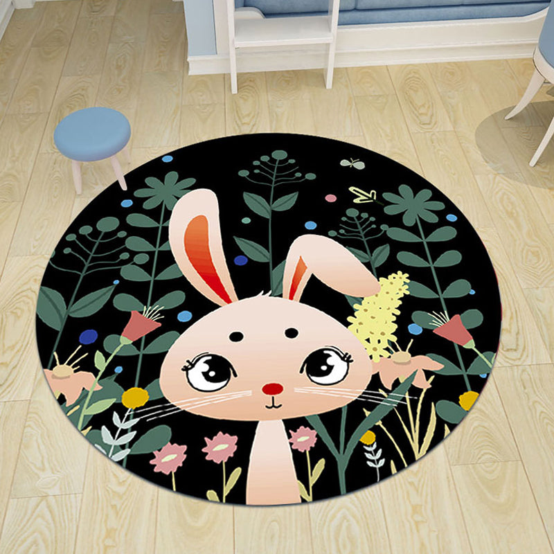 Pink and Blue Kids Rug Polyester Cartoon Animal Pattern Rug Pet Friendly Washable Anti-Slip Backing Carpet for Decoration Clearhalo 'Area Rug' 'Rug' 1717124