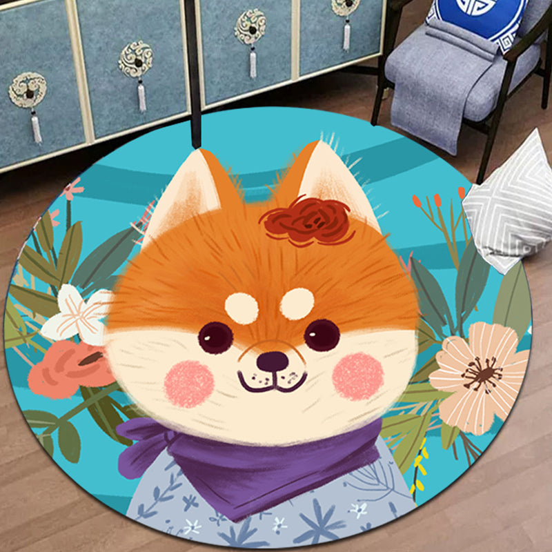 Pink and Blue Kids Rug Polyester Cartoon Animal Pattern Rug Pet Friendly Washable Anti-Slip Backing Carpet for Decoration Clearhalo 'Area Rug' 'Rug' 1717131