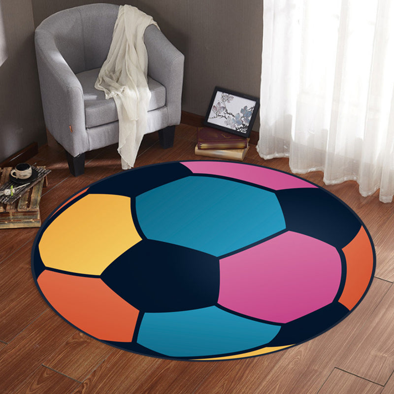 Kids Sports Pattern Rug Multicolor Polyester Rug Washable Pet Friendly Non-Slip Area Rug for Child's Bedroom Black Clearhalo 'Area Rug' 'Rug' 1717200