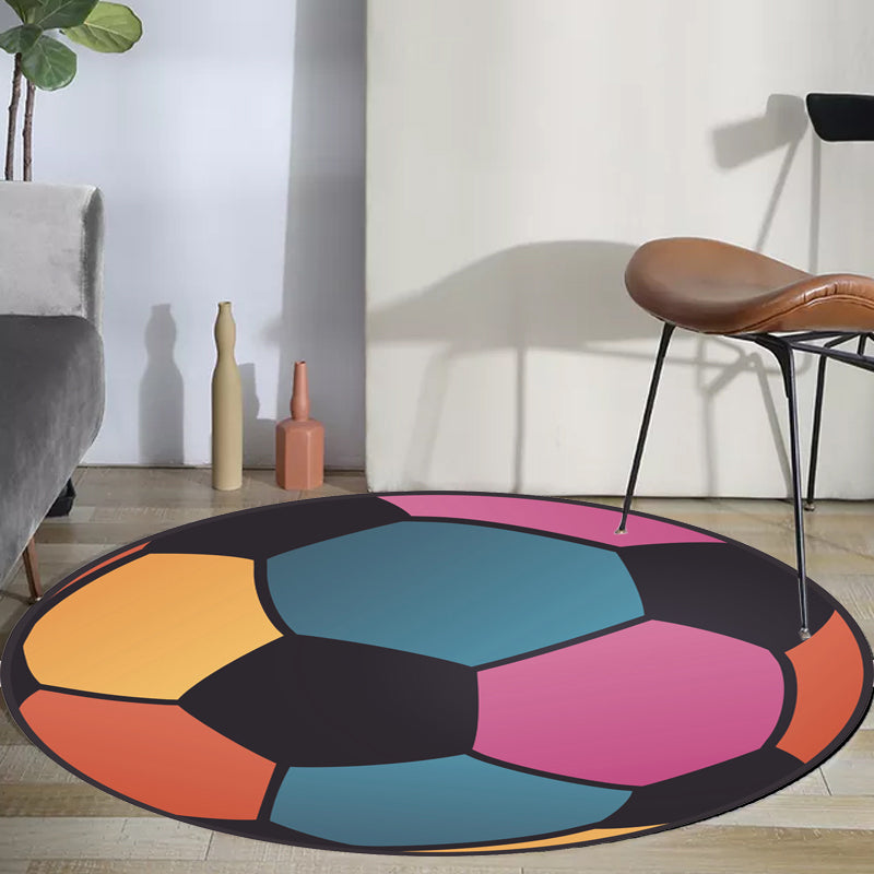 Kids Sports Pattern Rug Multicolor Polyester Rug Washable Pet Friendly Non-Slip Area Rug for Child's Bedroom Clearhalo 'Area Rug' 'Rug' 1717201