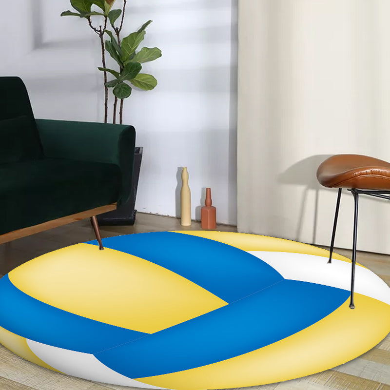 Kids Sports Pattern Rug Multicolor Polyester Rug Washable Pet Friendly Non-Slip Area Rug for Child's Bedroom Blue Clearhalo 'Area Rug' 'Rug' 1717210