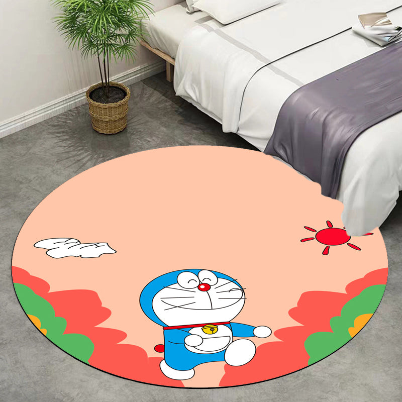 Kids Cartoon Cat Pattern Rug Pink and Red Polyester Rug Washable Pet Friendly Non-Slip Area Rug for Child's Bedroom Red Clearhalo 'Area Rug' 'Rug' 1717241