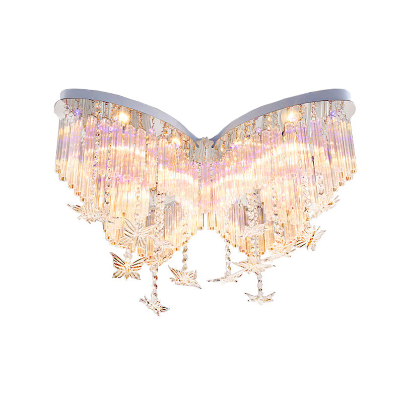 Glittering Butterfly Ceiling Lamp Romantic Clear Crystal Ceiling Mount Light for Kindergarten Clearhalo 'Ceiling Lights' 'Close To Ceiling Lights' 'Close to ceiling' 'Flush mount' Lighting' 171725
