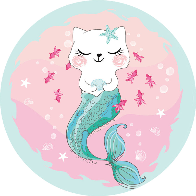 Kids Cartoon Cat Pattern Rug Pink and Red Polyester Rug Washable Pet Friendly Non-Slip Area Rug for Child's Bedroom Clearhalo 'Area Rug' 'Rug' 1717251