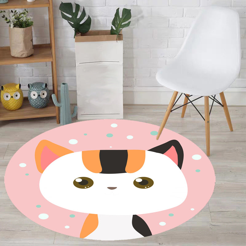 Pink and Blue Kids Rug Polyester Cartoon Animal Pattern Rug Pet Friendly Washable Anti-Slip Backing Carpet for Decoration Clearhalo 'Area Rug' 'Rug' 1717379