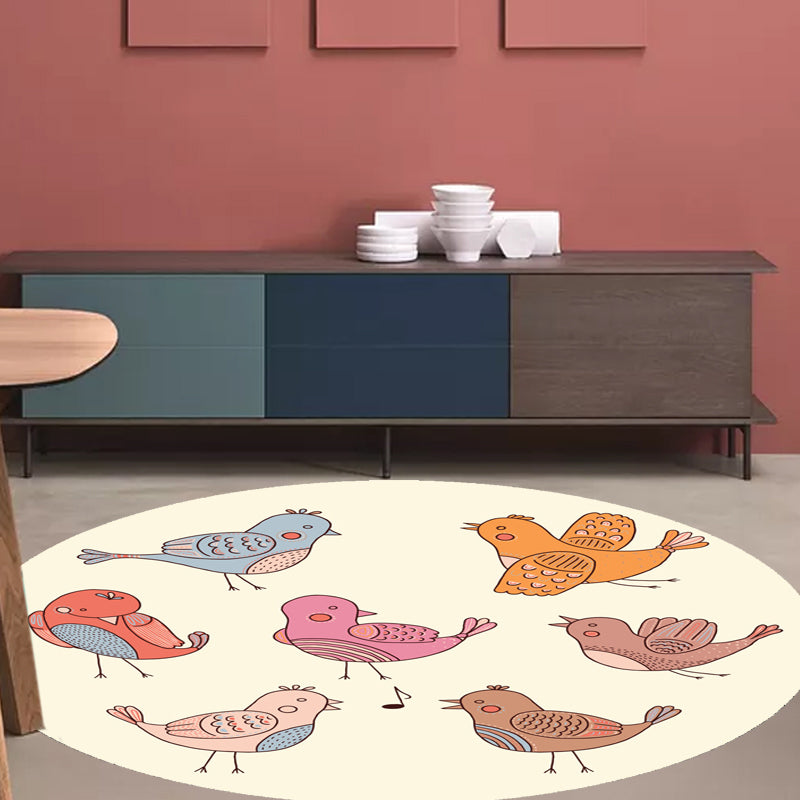 Pink and Blue Kids Rug Polyester Cartoon Animal Pattern Rug Pet Friendly Washable Anti-Slip Backing Carpet for Decoration Clearhalo 'Area Rug' 'Rug' 1717386