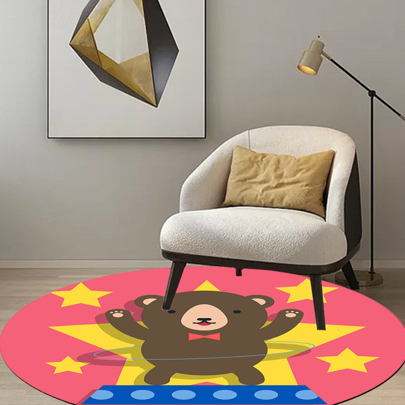 Multicolor Kids Rug Polyester Cartoon Animal Pattern Rug Pet Friendly Washable Anti-Slip Backing Carpet for Decoration Clearhalo 'Area Rug' 'Rug' 1717423