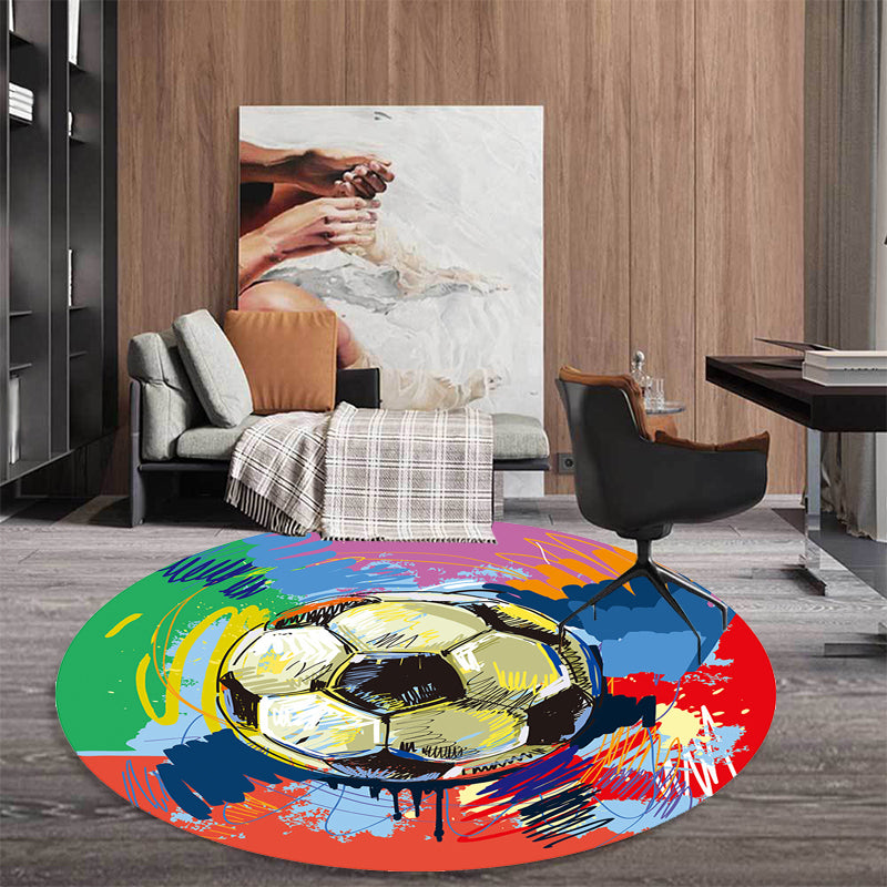 Multicolor Kids Rug Polyester Sports Pattern Rug Pet Friendly Washable Anti-Slip Backing Carpet for Decoration Red Clearhalo 'Area Rug' 'Rug' 1717428