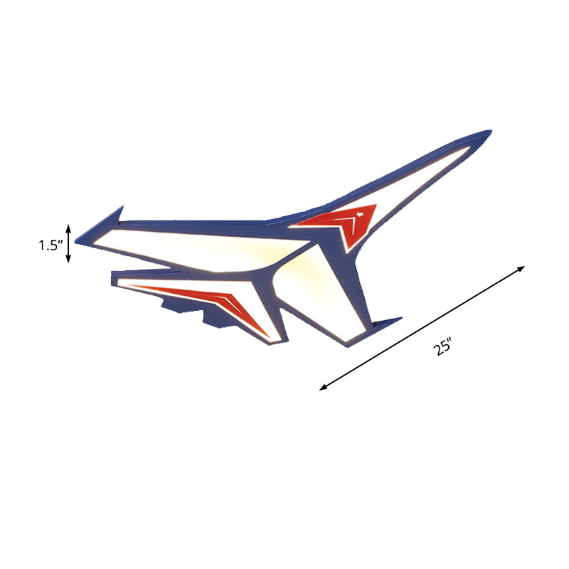 Boys Bedroom Airplane Flush Ceiling Light Acrylic Contemporary Cool Blue Ceiling Lamp Clearhalo 'Ceiling Lights' 'Close To Ceiling Lights' 'Close to ceiling' 'Flush mount' Lighting' 171894