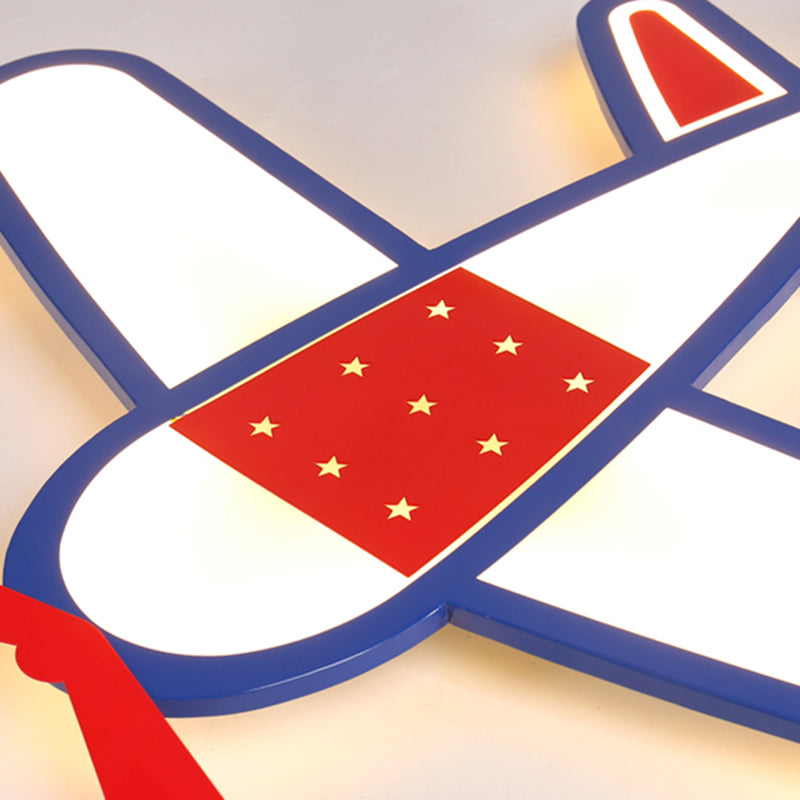 Boys Bedroom Airplane Flush Ceiling Light Acrylic Contemporary Cool Blue Ceiling Lamp Clearhalo 'Ceiling Lights' 'Close To Ceiling Lights' 'Close to ceiling' 'Flush mount' Lighting' 171898