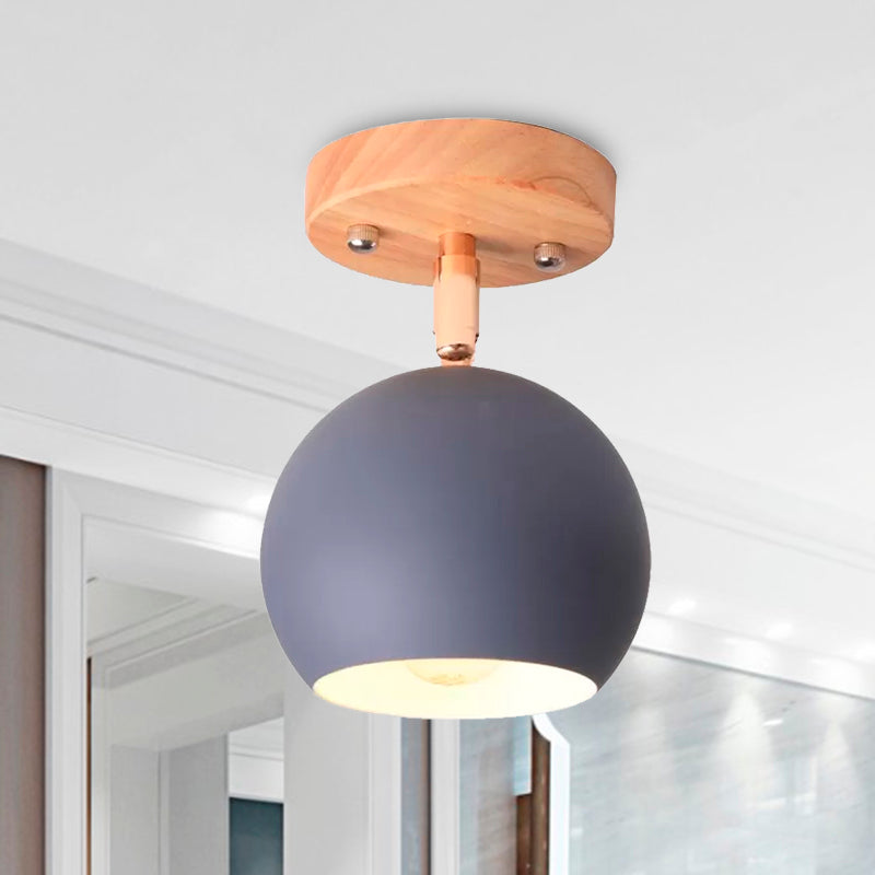 Nordic Black/Gray/White/Pink/Green Orbit Semi Flush Light Adjustable 1 Light Metal Ceiling Mount Light Fixture Clearhalo 'Ceiling Lights' 'Close To Ceiling Lights' 'Close to ceiling' 'Semi-flushmount' Lighting' 1719545