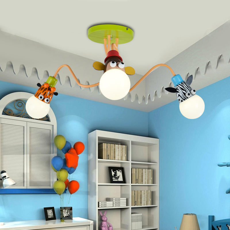 3 Lights Animal Semi Flush Mount Light Modern Metal Ceiling Lamp for Child Bedroom Clearhalo 'Ceiling Lights' 'Close To Ceiling Lights' 'Close to ceiling' 'Semi-flushmount' Lighting' 171955