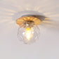 Gray/White/Green/Wood Finish Orb Light Fixture Ceiling Nordic 1 Head Close to Ceiling Light with Clear Hammered Glass Shade Clearhalo 'Ceiling Lights' 'Close To Ceiling Lights' 'Close to ceiling' 'Flush mount' Lighting' 1719560
