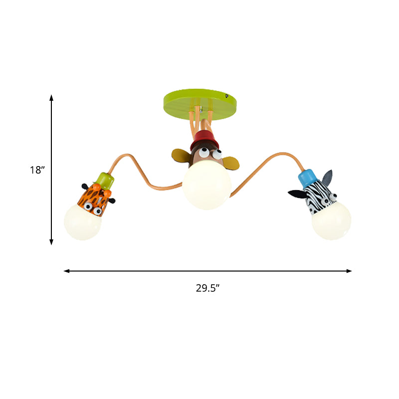 3 Lights Animal Semi Flush Mount Light Modern Metal Ceiling Lamp for Child Bedroom Clearhalo 'Ceiling Lights' 'Close To Ceiling Lights' 'Close to ceiling' 'Semi-flushmount' Lighting' 171957