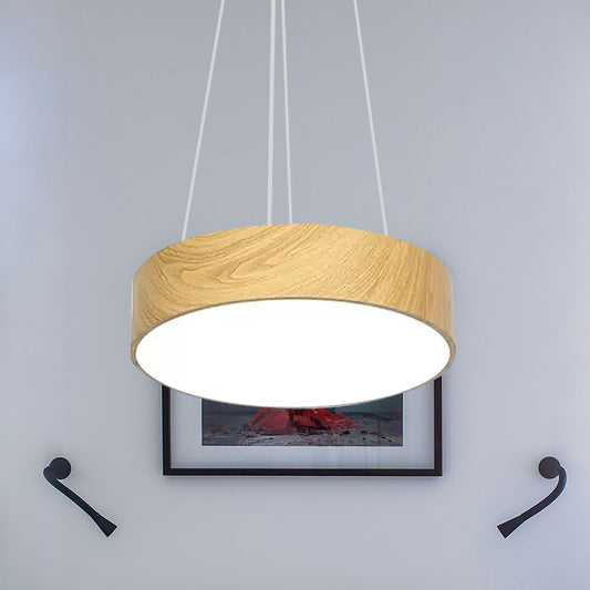 Simplicity Led Suspension Lighting with Drum Wooden Effect Shade Beige Hanging Lamp, 16"/19.5"/23.5" Wide Clearhalo 'Ceiling Lights' 'Modern Pendants' 'Modern' 'Pendant Lights' 'Pendants' Lighting' 1719735