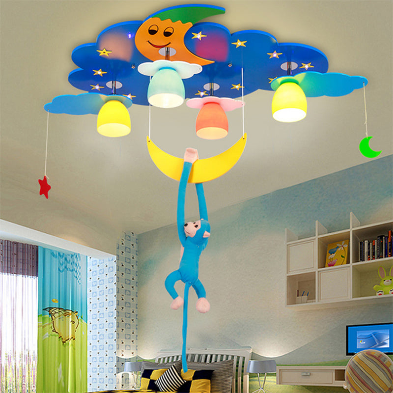 Colorful Night View Flush Mount Light with Hanging Money Modern Metal Ceiling Fixture for Teen Clearhalo 'Ceiling Lights' 'Close To Ceiling Lights' 'Close to ceiling' 'Flush mount' Lighting' 171996