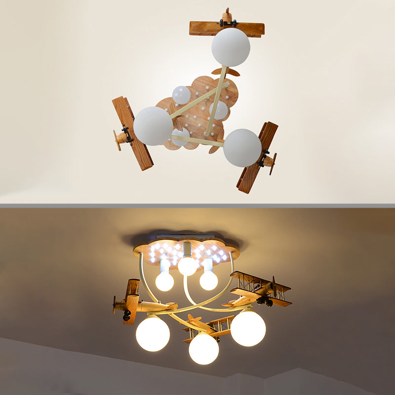 Cloud & Glider Semi Flush Mount Light Contemporary Cool Ceiling Light for Kindergarten Clearhalo 'Ceiling Lights' 'Close To Ceiling Lights' 'Close to ceiling' 'Flush mount' Lighting' 172089