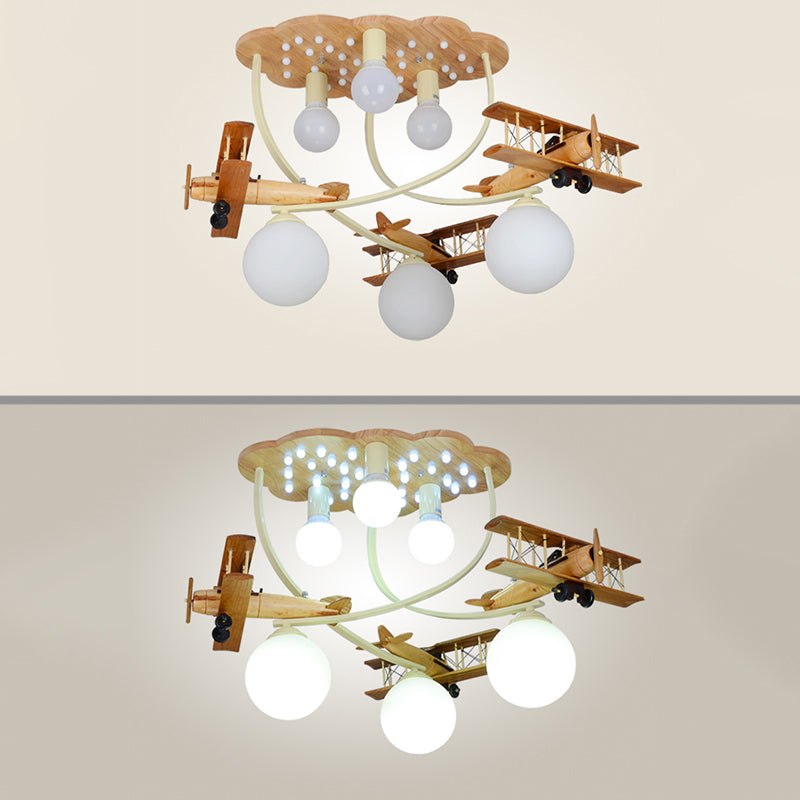 Cloud & Glider Semi Flush Mount Light Contemporary Cool Ceiling Light for Kindergarten Clearhalo 'Ceiling Lights' 'Close To Ceiling Lights' 'Close to ceiling' 'Flush mount' Lighting' 172090
