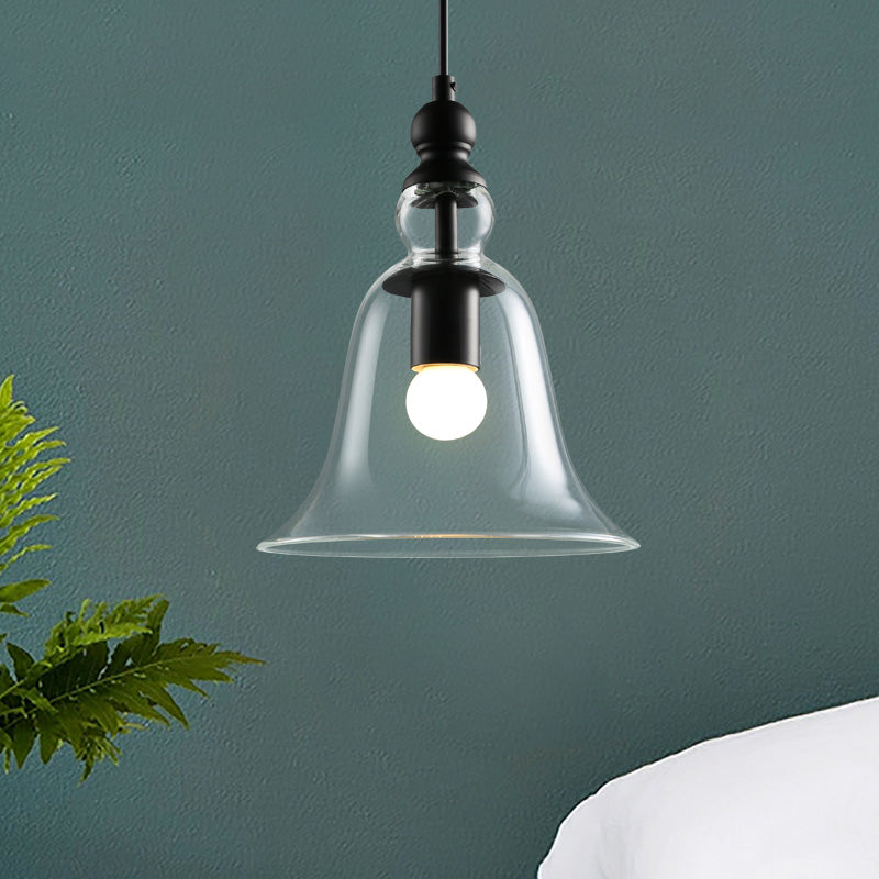 Bell Ceiling Pendant Light Contemporary Glass 1 Light Black Hanging ...