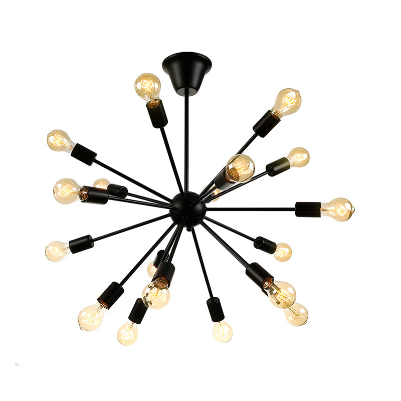 Sputnik Dining Room Chandelier Light Fixture Vintage Style Metal Multi Light Pendant Lamp in Black Clearhalo 'Cast Iron' 'Ceiling Lights' 'Chandeliers' 'Industrial Chandeliers' 'Industrial' 'Metal' 'Middle Century Chandeliers' 'Rustic Chandeliers' 'Tiffany' Lighting' 172208