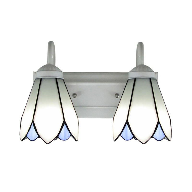 2 Heads Wall Mounted Light Tiffany Lily White Glass Sconce Light Fixture for Bedroom Clearhalo 'Industrial' 'Middle century wall lights' 'Tiffany wall lights' 'Tiffany' 'Wall Lamps & Sconces' 'Wall Lights' Lighting' 172234
