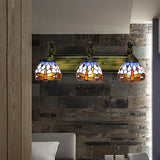Bronze 3 Heads Wall Mounted Light Baroque Multicolor Stained Glass Dome Sconce Light Bronze Clearhalo 'Industrial' 'Middle century wall lights' 'Tiffany wall lights' 'Tiffany' 'Wall Lamps & Sconces' 'Wall Lights' Lighting' 172268