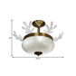 Bowl Prismatic Glass Ceiling Light Nordic 8-Head Gold Semi Flush Mount with Antler Design Clearhalo 'Ceiling Lights' 'Close To Ceiling Lights' 'Close to ceiling' 'Semi-flushmount' Lighting' 1722994