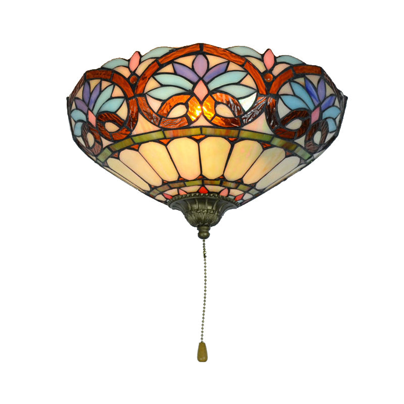 Victorian Wall Lighting with Pull Chain 1 Light Stained Glass Wall Sconce for Living Room Clearhalo 'Industrial' 'Middle century wall lights' 'Tiffany wall lights' 'Tiffany' 'Wall Lamps & Sconces' 'Wall Lights' Lighting' 172304