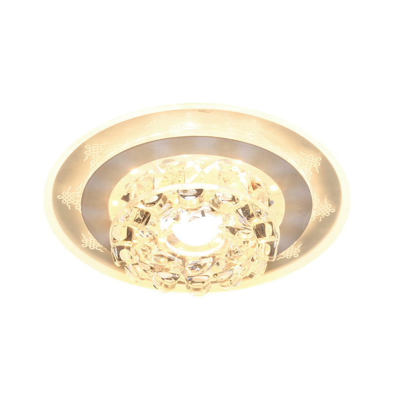 Beveled Crystal Round Ceiling Lighting Contemporary LED Flush Mount Lamp in Chrome Clearhalo 'Ceiling Lights' 'Close To Ceiling Lights' 'Close to ceiling' 'Flush mount' Lighting' 1723168