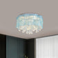 Flower Bedroom Flushmount Lighting Fabric LED Minimalist Ceiling Mounted Light with Crystal Strands in Pink/Blue Clearhalo 'Ceiling Lights' 'Close To Ceiling Lights' 'Close to ceiling' 'Flush mount' Lighting' 1723189