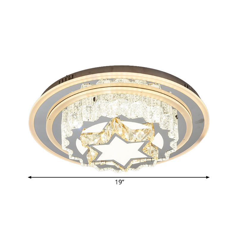 Chrome LED Flower/Star Ceiling Fixture Modern Hand-Cut Crystal Flush Mount Lighting for Sleeping Room Clearhalo 'Ceiling Lights' 'Close To Ceiling Lights' 'Close to ceiling' 'Flush mount' Lighting' 1723234