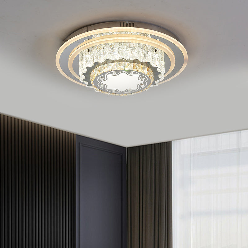 Chrome LED Flower/Star Ceiling Fixture Modern Hand-Cut Crystal Flush Mount Lighting for Sleeping Room Clearhalo 'Ceiling Lights' 'Close To Ceiling Lights' 'Close to ceiling' 'Flush mount' Lighting' 1723236
