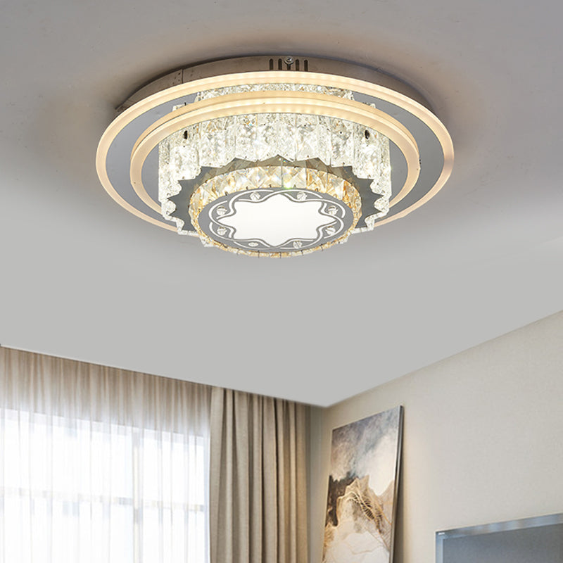 Chrome LED Flower/Star Ceiling Fixture Modern Hand-Cut Crystal Flush Mount Lighting for Sleeping Room Clearhalo 'Ceiling Lights' 'Close To Ceiling Lights' 'Close to ceiling' 'Flush mount' Lighting' 1723237
