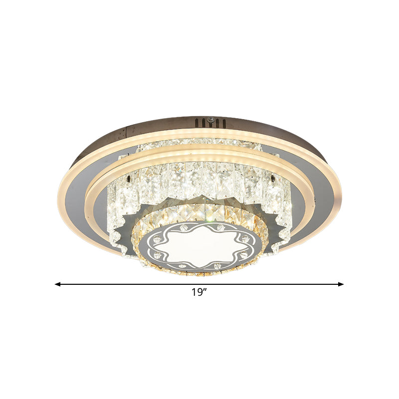 Chrome LED Flower/Star Ceiling Fixture Modern Hand-Cut Crystal Flush Mount Lighting for Sleeping Room Clearhalo 'Ceiling Lights' 'Close To Ceiling Lights' 'Close to ceiling' 'Flush mount' Lighting' 1723239