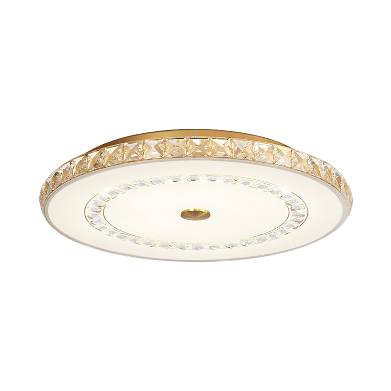 16"/19.5" W LED Doorway Flushmount Modernist Chrome/Gold Ceiling Mounted Light with Round Crystal Block Shade Clearhalo 'Ceiling Lights' 'Close To Ceiling Lights' 'Close to ceiling' 'Flush mount' Lighting' 1723242