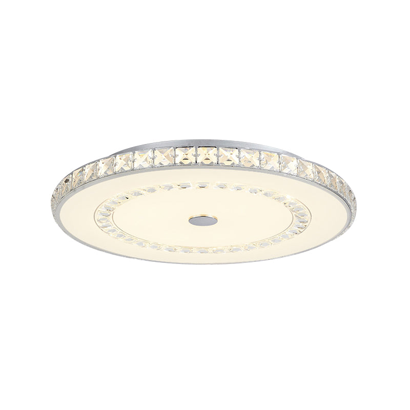 16"/19.5" W LED Doorway Flushmount Modernist Chrome/Gold Ceiling Mounted Light with Round Crystal Block Shade Clearhalo 'Ceiling Lights' 'Close To Ceiling Lights' 'Close to ceiling' 'Flush mount' Lighting' 1723247