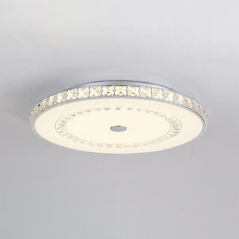 16"/19.5" W LED Doorway Flushmount Modernist Chrome/Gold Ceiling Mounted Light with Round Crystal Block Shade Clearhalo 'Ceiling Lights' 'Close To Ceiling Lights' 'Close to ceiling' 'Flush mount' Lighting' 1723248