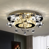 Faceted Crystal Star Semi Flush Lamp Simplicity LED Ceiling Flush in Chrome, Warm/White Light Chrome A Clearhalo 'Ceiling Lights' 'Close To Ceiling Lights' 'Close to ceiling' 'Semi-flushmount' Lighting' 1723300