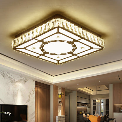 Squared Living Room Ceiling Flush Mount Crystal Block LED Simplicity Flush Lamp in Chrome Chrome Clearhalo 'Ceiling Lights' 'Close To Ceiling Lights' 'Close to ceiling' 'Flush mount' Lighting' 1723337
