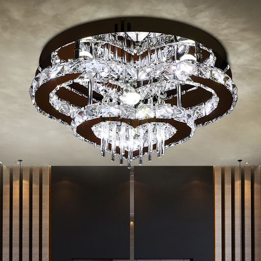 Loving Heart Ceiling Mounted Fixture Simple Crystal Block and Rod LED Chrome Flush Light Chrome Clearhalo 'Ceiling Lights' 'Close To Ceiling Lights' 'Close to ceiling' 'Semi-flushmount' Lighting' 1723341