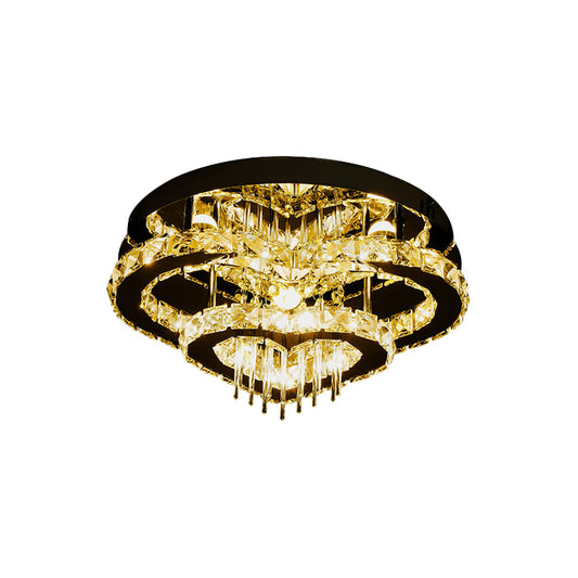 Loving Heart Ceiling Mounted Fixture Simple Crystal Block and Rod LED Chrome Flush Light Clearhalo 'Ceiling Lights' 'Close To Ceiling Lights' 'Close to ceiling' 'Semi-flushmount' Lighting' 1723343