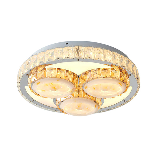 Chrome LED Circle Ceiling Light Minimalism Crystal Block Flush Mount Lamp with Lotus Design Clearhalo 'Ceiling Lights' 'Close To Ceiling Lights' 'Close to ceiling' 'Semi-flushmount' Lighting' 1723351