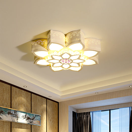 Hand-Cut Crystal Lotus Flush Mount Modernism LED White Close to Ceiling Lighting Clearhalo 'Ceiling Lights' 'Close To Ceiling Lights' 'Close to ceiling' 'Flush mount' Lighting' 1723371