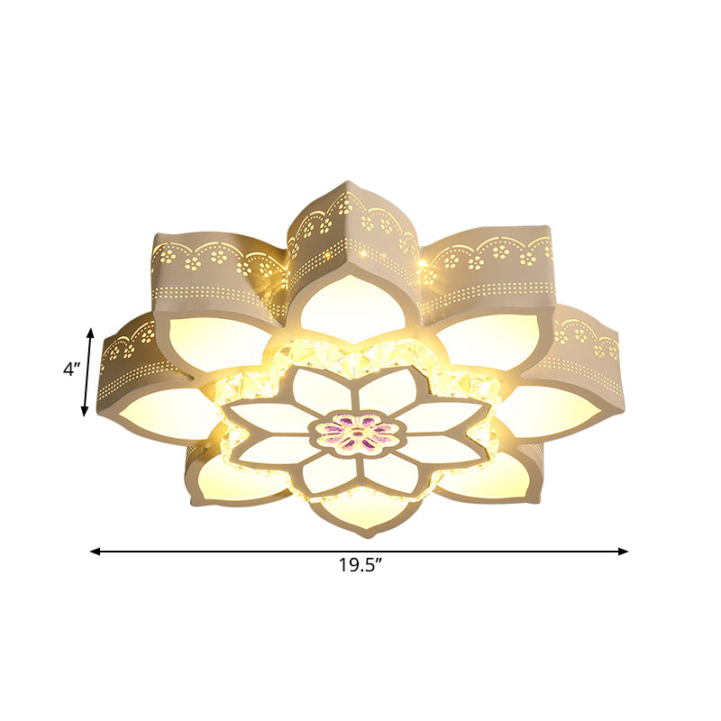 Hand-Cut Crystal Lotus Flush Mount Modernism LED White Close to Ceiling Lighting Clearhalo 'Ceiling Lights' 'Close To Ceiling Lights' 'Close to ceiling' 'Flush mount' Lighting' 1723373
