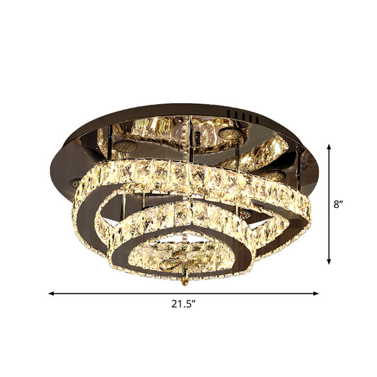 Minimalism Flushmount Lighting Chrome Geometric Ceiling Flush with Crystal Rectangle Shade Clearhalo 'Ceiling Lights' 'Close To Ceiling Lights' 'Close to ceiling' 'Semi-flushmount' Lighting' 1723451