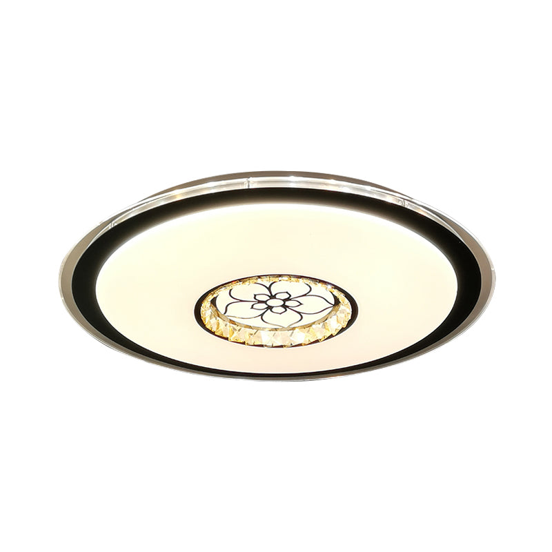 Round Ceiling Mounted Fixture Simple Crystal Block LED Black Flush Lamp with Loving Heart Pattern Clearhalo 'Ceiling Lights' 'Close To Ceiling Lights' 'Close to ceiling' 'Flush mount' Lighting' 1723505