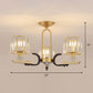 Drum Close to Ceiling Lamp Modernist Prismatic Crystal 3/6 Bulbs Gold Semi Flush Mount Chandelier Clearhalo 'Ceiling Lights' 'Close To Ceiling Lights' 'Close to ceiling' 'Semi-flushmount' Lighting' 1723554